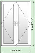 Smarts Aluminium Alitherm 47mm French Door 1400mm by 2100mm