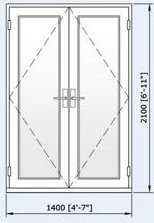 Logik 70mm French Door 1400mm by 2100mm