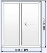 Eurocell In-line Patio Door 2 Pane 1800mm by 2100mm