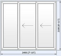 Eurocell In-line Patio Door 3 Pane 2400mm by 2100mm